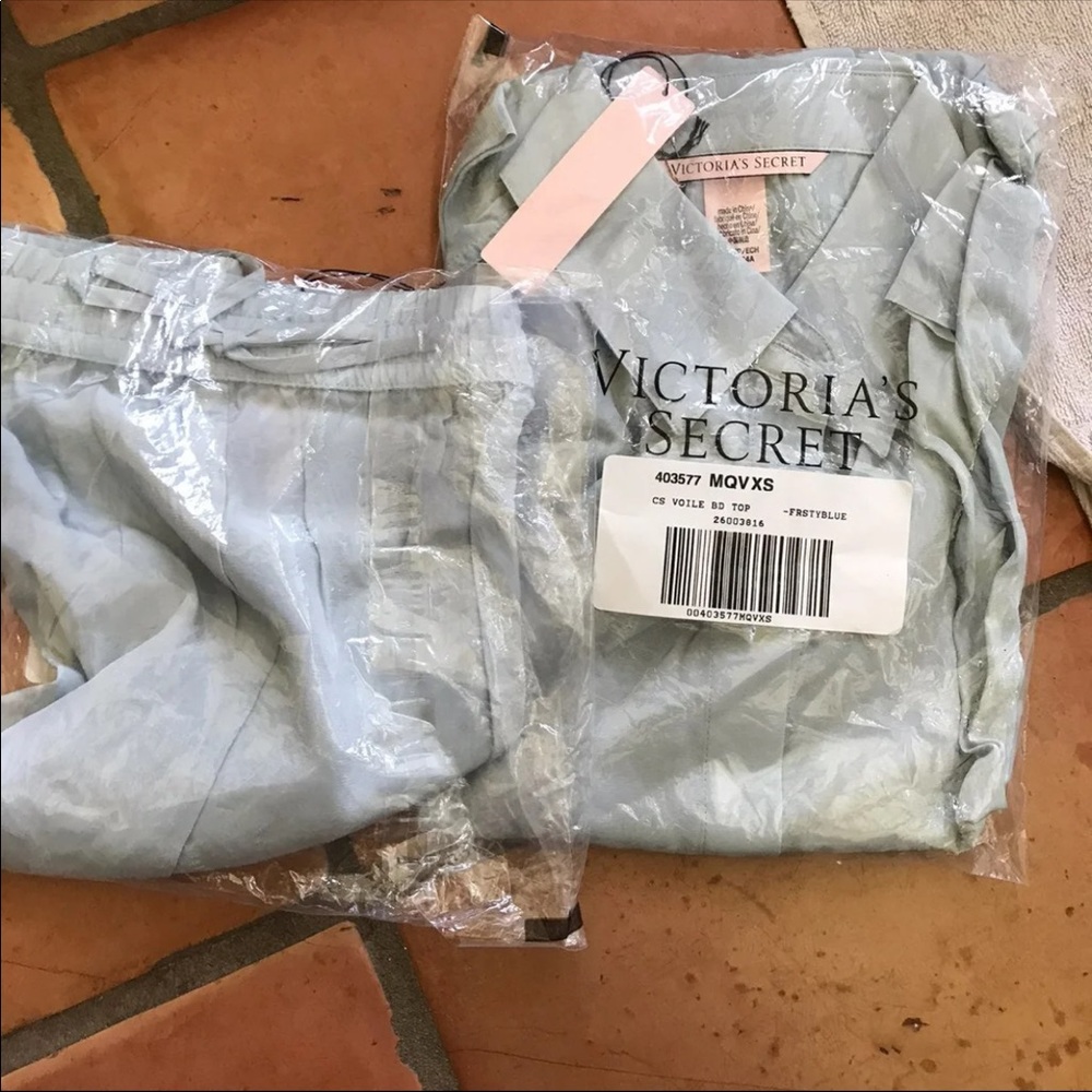Vs satin sleep top semi sheer shorts frosty blue voile fabric - Picture 6 of 11